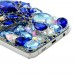 Samsung Galaxy S6 - Luxury Handmade Bling Bling 3D Rhinestone Crystal Protective Hard Clear Phone Cover Case - Blue Flower with Pendant